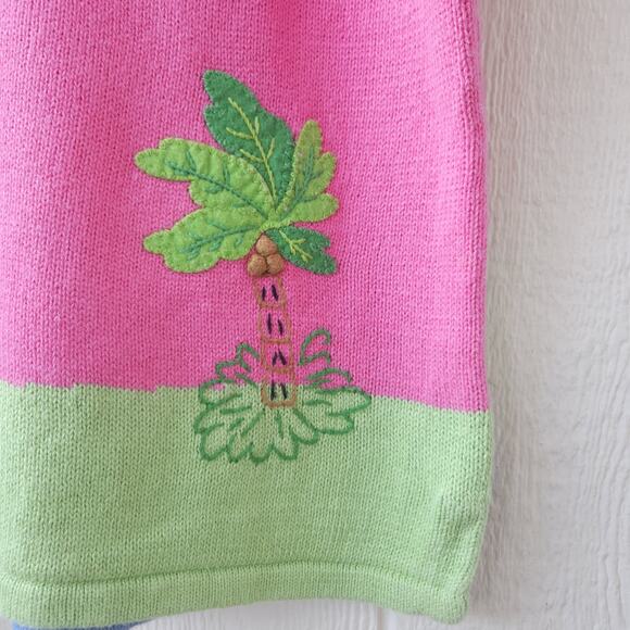 Vtg Quacker Factory Flamingo Knit Top Tunic XL Pink Tropical Retro Cruise Artsy - Picture 10 of 11